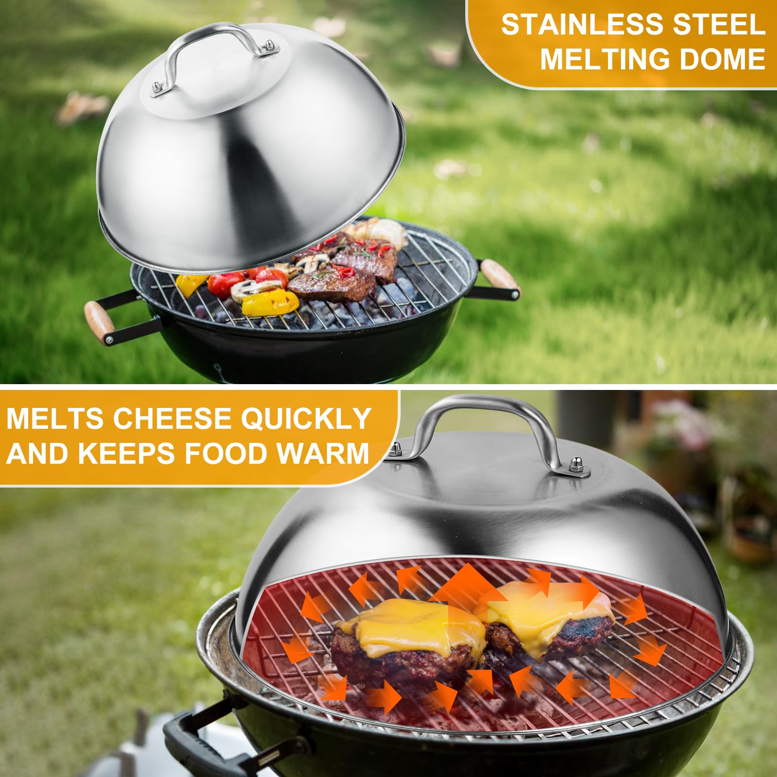 Blackstone Griddle Accessories, Commercial Grade 12.4'' Heavy Duty Melting Dome, Round Burger Press And Multipurpose Wire Rack,